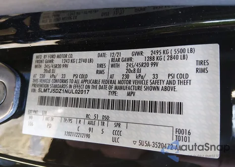 2022 Lincoln Corsair Grand Touring z USA, uszkodzony, nr VIN 5LMTJ5DZ1NUL02017